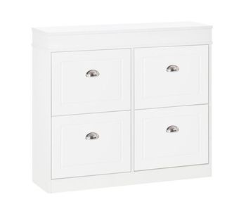 Homcom zapatero estrecho con 4 cajones abatibles mueble zapatero con estantes ajustables y extraíbles capacidad de 16 pares para pasillo entrada recibidor 98x24x83 cm blanco
