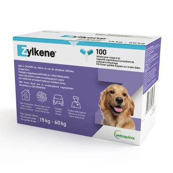 Zylkene 450 mg 100 cápsulas tranquilizante natural para perros de tamaño grande Vetoquinol