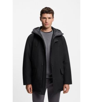 BOSS para hombre. 50547078 Cazadora repelente al agua con detalles en contraste negro (56), Casual, Poliéster