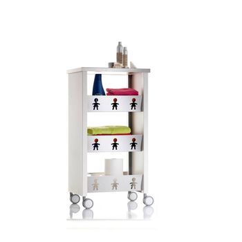 Carrito Auxiliar Con Ruedas, Carro De Almacenamiento Bali Para La Cocina, Oficina O Baño,,blanco Inox