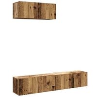 conjunto de mueble de tv 3 piezas montado la pared madera vieja vidaxl