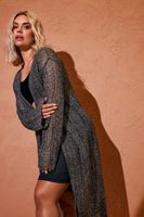 yours cardigan largo de punto negro con calados mujer curvy y tallas grandes yours