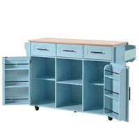 carrito de cocina con ruedas isla de cocina azul con tablero plegable 139x46x915cm mdf azul