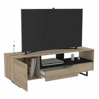 mesa tv vay mueble tv estilo industrial patas metal color roble y negro 147x42 cm