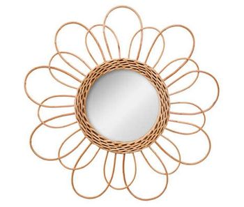 Espejo de ratán con diseño de una flor d 38cm  d. 38 x d. 2 cm