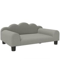pawhut sofa para perros con brazos de apoyo en madera y tela de rizo frances 66x42x285 cm gris   aosom espana