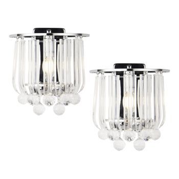 Set De 2 Apliques Pared Alnwick 1xe14 Metal-plástico 24x22x15cm - Cromado [lux.pro]