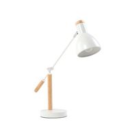 lampara de escritorio blanca madera clara ajustable de metal peckos