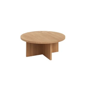 Mesa de centro redonda de pino macizo barnizado color roble 85 cm