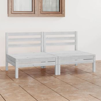 Sofá De Jardín 2 Plazas | Sofá De Exterior Blanco Madera Maciza Pino Cfw793842