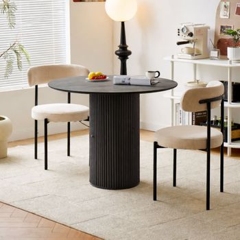 Mesa de comedor redonda en madera de pino nero