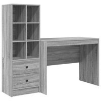 escritorio con cajon 2 pcs gris sonoma vidaxl