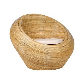 Silla De Ratán Natural Para Interior Con Cojín Beige Maiori