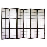 biombo de 6 paneles en madera negra y papel de arroz 175x264cm par06040