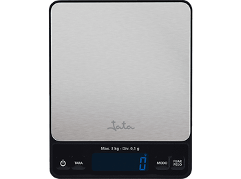 Balanza de cocina - Jata HBAL0370, Peso máx. 5 kg, Pantalla LCD, Plata