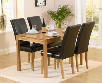 Oxford 120cm Solid Oak Dining Table with 4 Albany Chairs
