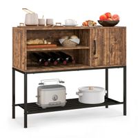 costway aparador buffet mesa consola con estantes para vinos y estantes de almacenamiento aparador marco de metal para comedor salon entrada