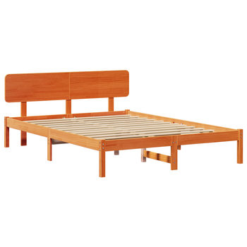 Cama Matrimonial | Cama Doble | Estructura De Cama Con Cabecera Marrón Encerado 200x200 Cm Madera Maciza De Pino Cfw65010