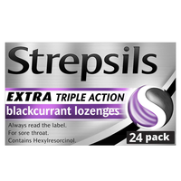 strepsils extra triple action blackcurrant lozenges