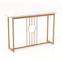 costway mesa consola mesa de entrada moderna mesa auxiliar larga con marco dorado blanco 120 x 30 x 805 cm