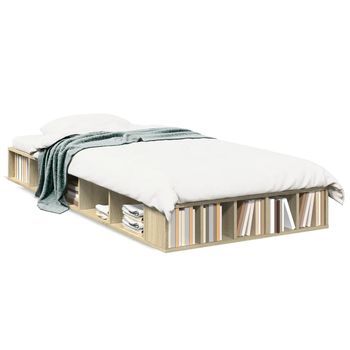Cama Individual | Cama Para Adultos | Estructura De Cama Madera De Ingeniería Roble Sonoma 75x190 Cm