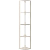 homcom lampara de pie led estanteria de esquina regulable 4 estantes luz calida 41x30x164cm roble   aosom espana