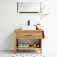 mueble de lavabo de teca maciza 90 cm