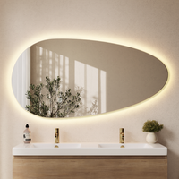 espejo organico con iluminacion led - calefactable y antivaho - 140 x 71 cm - adana lomazoo