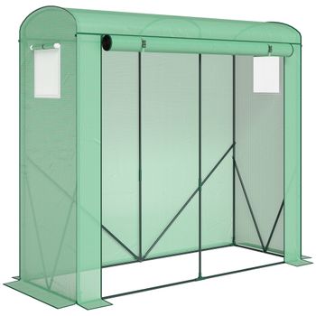 Outsunny Invernadero de Plástico con Ventanas de Malla y Puerta Enrollable, 200x75x188 cm, Verde   Aosom España