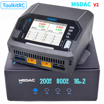 Cargador rápido inteligente ToolkitRC M6DAC V2 LiPo LiHV 1-6S para modelos de coches RC y drones FPV