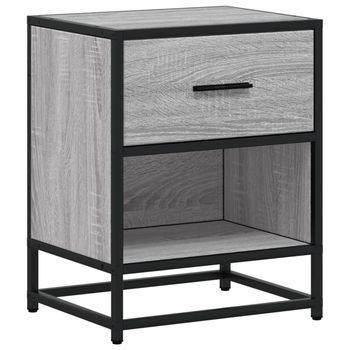 Mesita De Noche | Mesilla De Noche Madera De Ingeniería Gris Sonoma 40x31x50 Cm