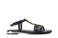 sandalias de piel mignon con accesorio triangulo de pedreria black