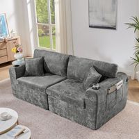 sofa relax de 2 plazas - mueble para salon - chenilla - gris 220x100x89cm