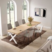 consola extensible efecto madera roble 302x90x73cm