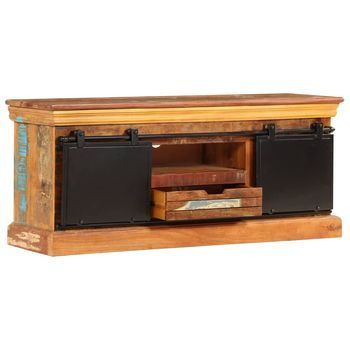Mueble Tv - Mesa De Tv Madera Maciza Reciclada 110x30x45 Cm