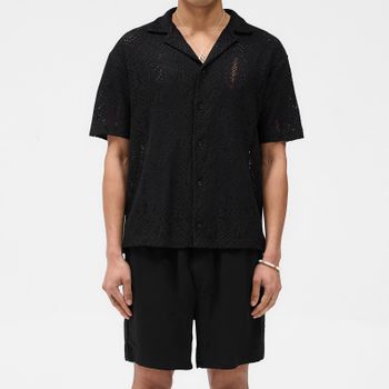 REPRESENT All Over Cotton-Crochet Open-Knit Shirt - XL