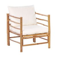 sillon de jardin de madera clara de bambu muebles de interior exterior acolchado con cojines blanco crema cerreto