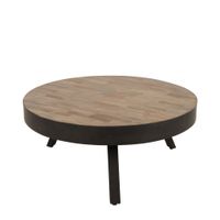 mesa de centro redonda de madera y acero