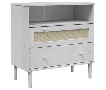 Vidaxl aparador senja aspecto de ratán madera pino blanco 80x40x80 cm