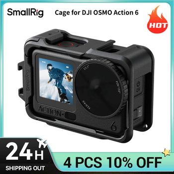 Carcasa SmallRig para DJI OSMO Action 6 con Soportes de Liberación Rápida / Cold Shoe, Edición Básica con Orificio para Correa Integrado, Carcasa para Cámara de Acción