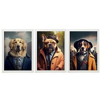 set de 3 posters abrigos en estilo fotografia a todo color divertidas ilustraciones realistas de animales con ropa humana diseno y decoracion de interiores a3 marcos blancos nacnic