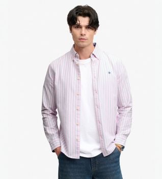 Superdry para hombre. M4011247A Camisa Preppy Oxford rosa (S), Casual, Algodón, Clásico, Manga larga