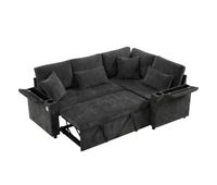 sofa cama 4 plazas convertible derecho de tela con almacenajegris