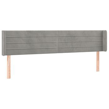 Cabecero Cama Mueble De Dormitorio Con Led De Terciopelo Claro 163 X 16 X 78/88 Cm Gris M02_0001450