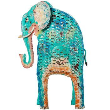 Figura Elefante Hierro 79cm Az Ul