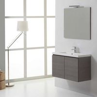 mueble de bano suspendido de 80 cm en gris con lavabo y espejo 80x70  manhattan