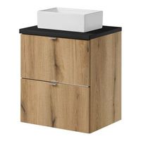 mueble bajo newport con lavabo rectangular 2 cajones 50x71x40 cm - efecto roble  negro encasa