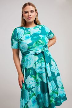 Yours London Vestido Patinadora De Flores Azules, Mujer Curvy Y Tallas Grandes, Yours London