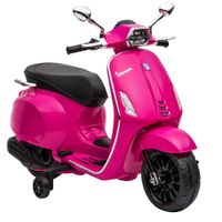 aiyaplay moto electrica para ninos de 3 anos con licencia vespa con usb mp3 luz led radio fm velocidad 3 kmh carga 35kg rosa