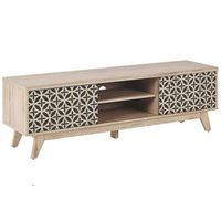 mueble tv madera clara mdf diseno puertas sala de estar orificio para gestion de cables prescot